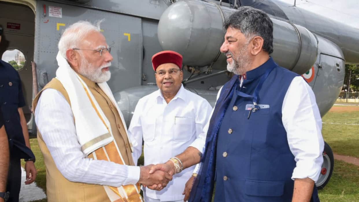 Cm Shivakumar urges PM Modi to 'help Karnataka, save Karnataka' at Mysuru event