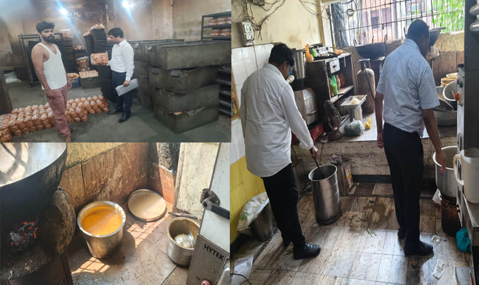 Cakes were being made amidst filth and samosas were being prepared beside a drain