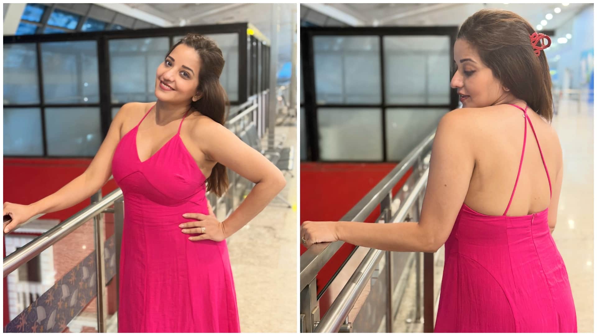 bhojpuri actress monalisa shares bold photos in pink dress users like no makeup look