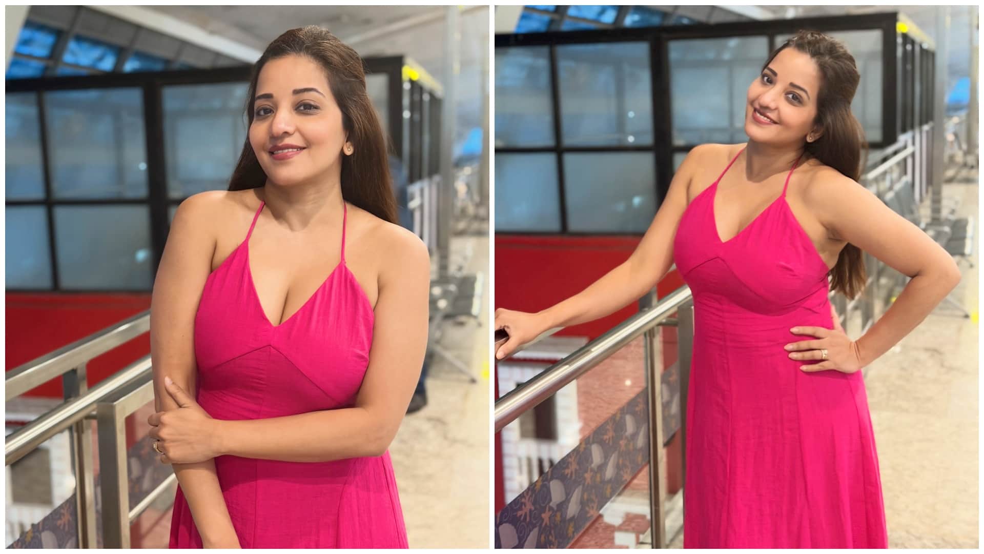 bhojpuri actress monalisa shares bold photos in pink dress users like no makeup look