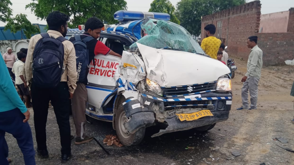 Dumper truck hits ambulance on highway patient dies five injured including two women