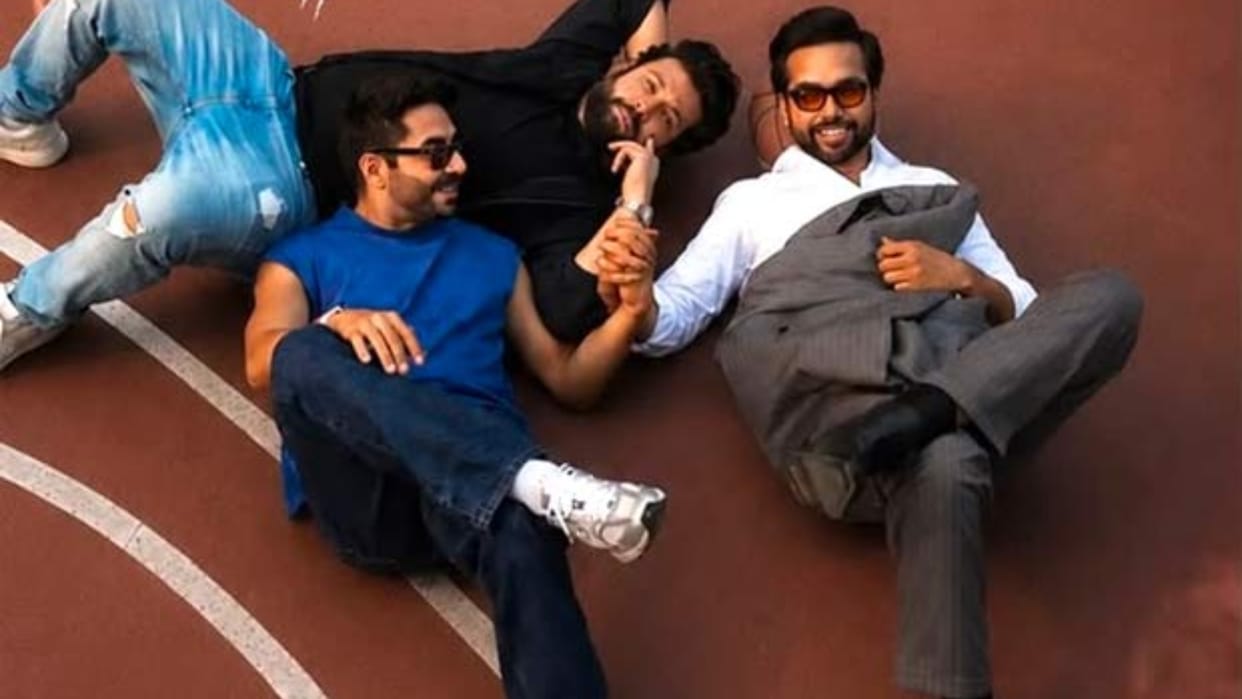 actor-singer Aparshakti Khurana and abhishek banerjee with varun sharma unveiled song kahan on friendship da