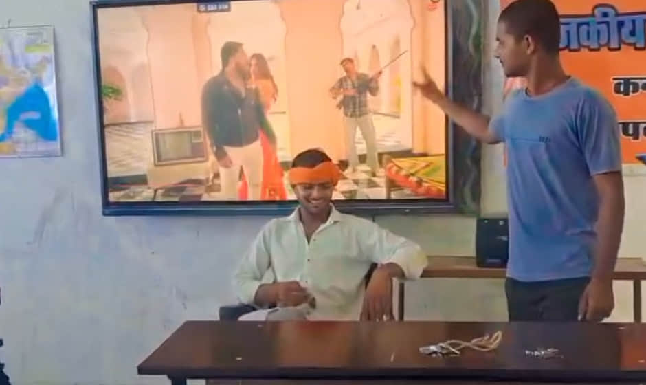Mahoba: Students play Haryanvi song on classroom smart TV and dance; video goes viral