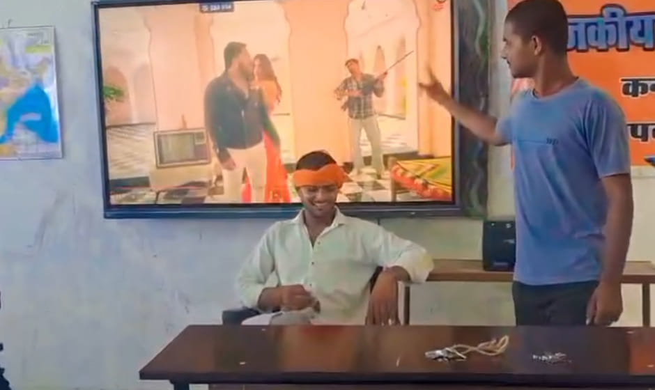 Mahoba: Students play Haryanvi song on classroom smart TV and dance; video goes viral