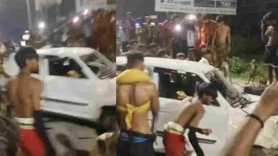 Roorkee News Kanwar Yatri anger erupted when  Kanwar was broken  they vandalized the car