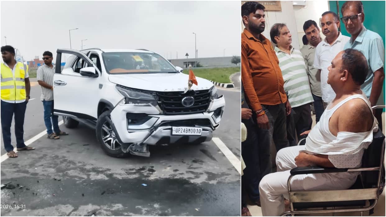 MLA car collided another car near Ganga Expressway in Badaun