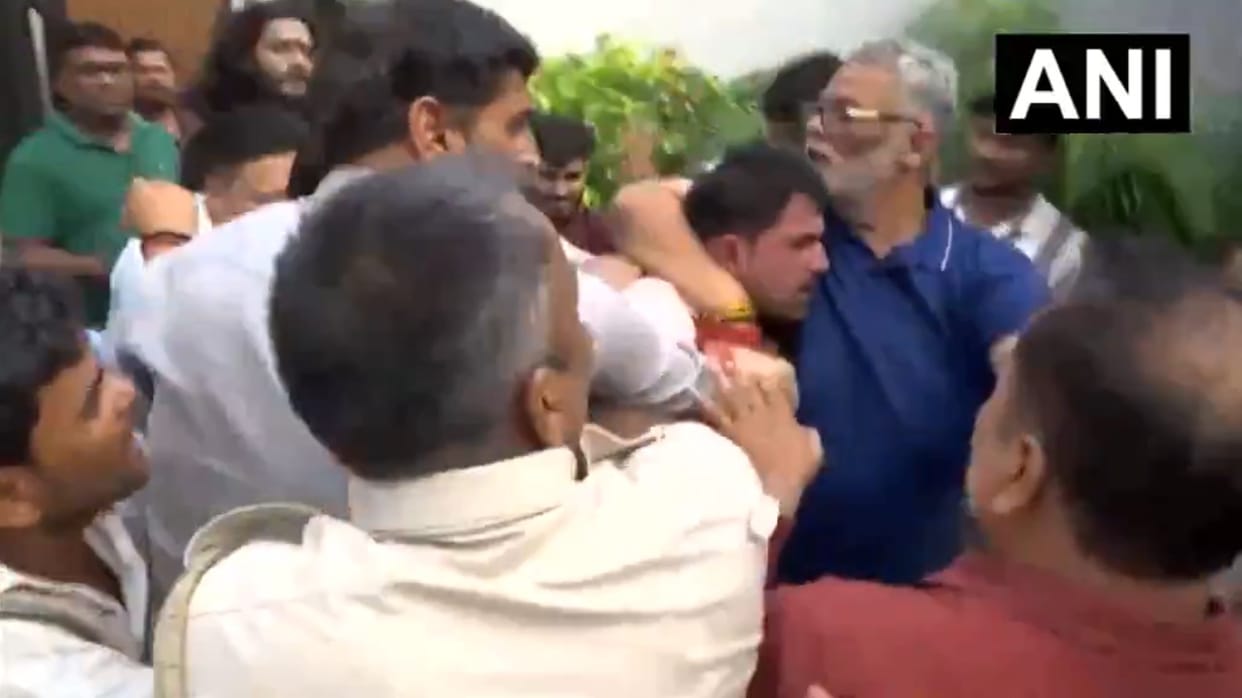 pappu yadav press conference delhi chaos alleged scuffle with mp