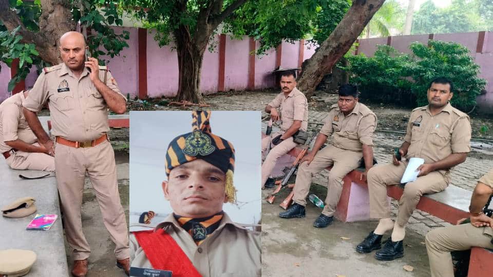 पोस्टमार्टम हाउस में मौजूद 10वीं वाहिनी पीएसी के कर्मचारी, दीपक की फाइल फोटो।