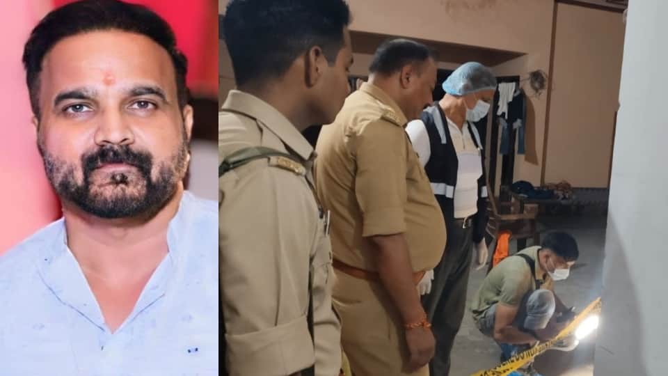 देवदत्त शर्मा की फाइल फोटो और जांच करती पुलिस।