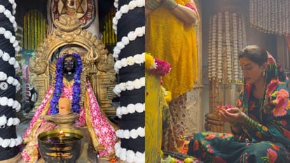 Bhojpuri Actress Akshara singh visited Mahadev temple with her mother Nilima singh on the Sawan First Somwar