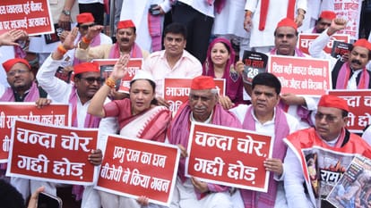 UP Monsoon Session: SP creates uproar, chants "Donation thieves, step down"; Deputy CM Keshav Maurya responds;