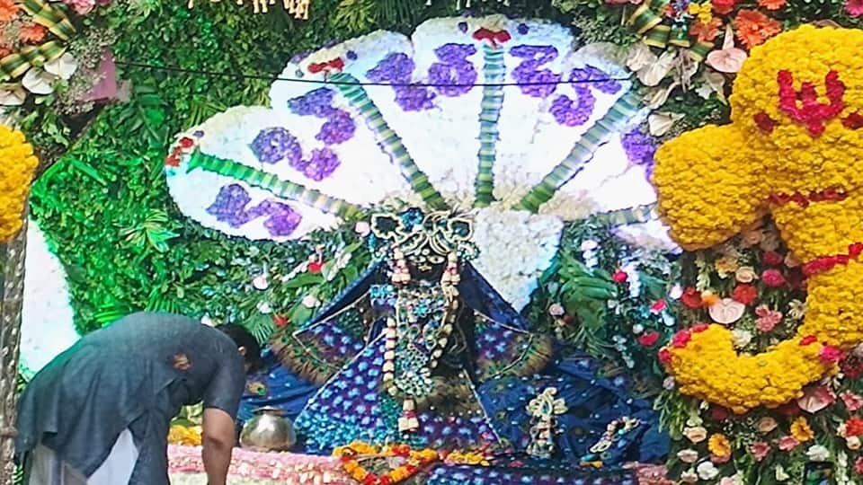 Banke Bihari Appears on a Floral Sheshnag as Devotees Throng Vrindavan