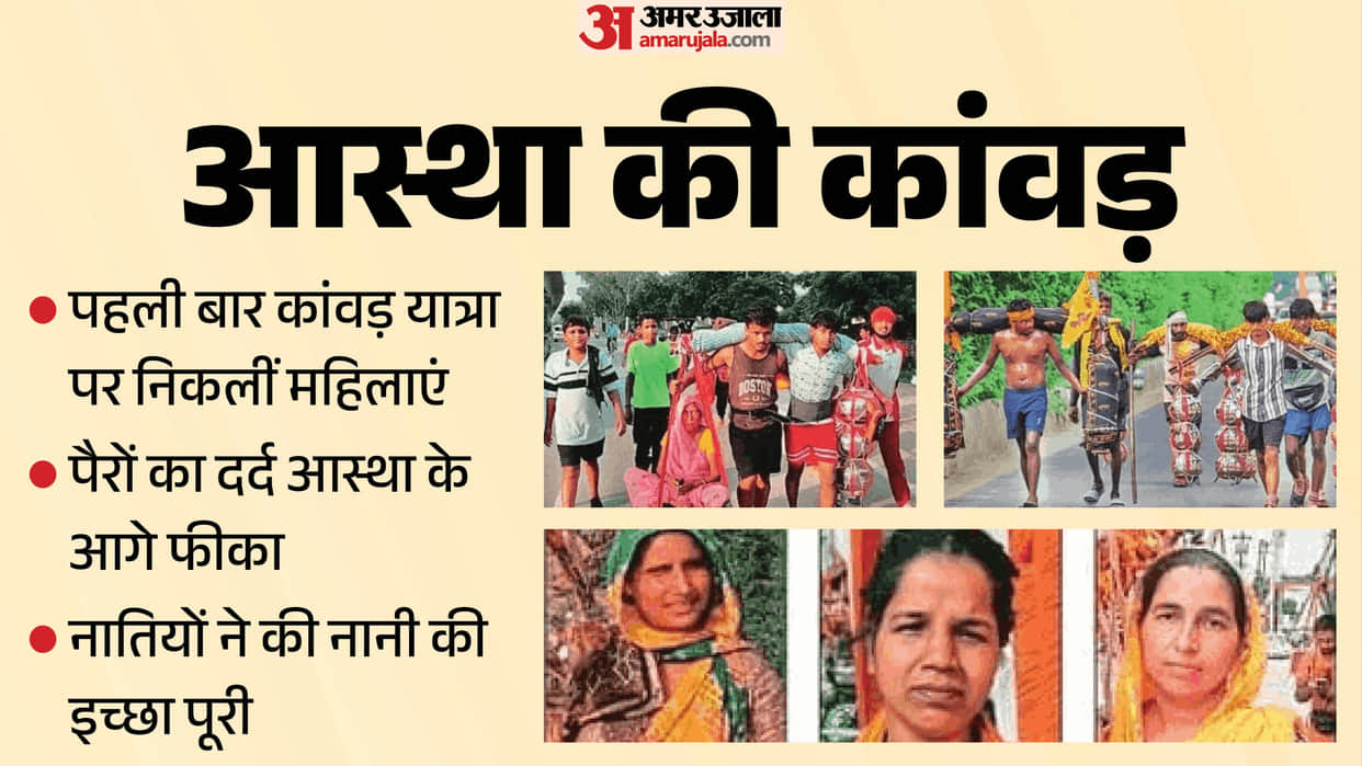 Grandsons fulfilled their 75 year grandmother wish to undertake Kanwar Yatra by carrying her in palanquin