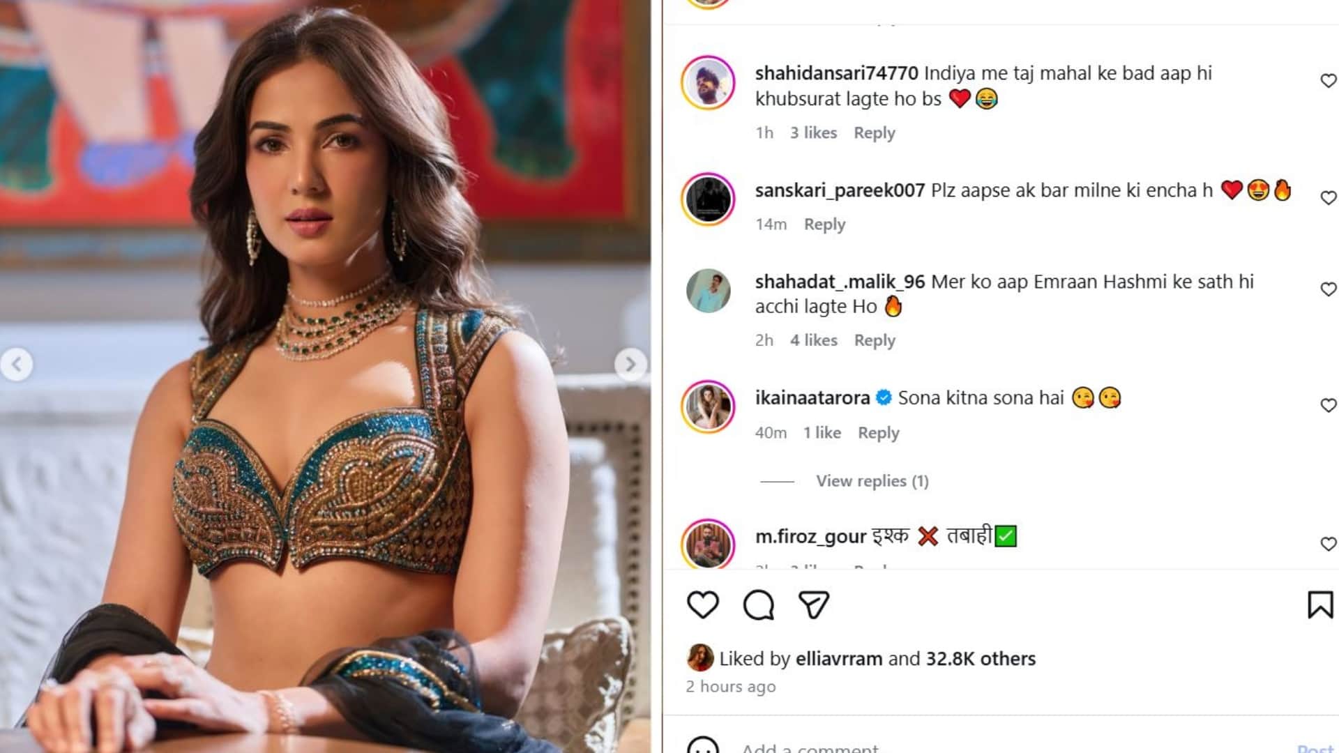 Sonal Chauhan saree photos bold photos in Lehenga And choli fans remember Emraan Hashmi