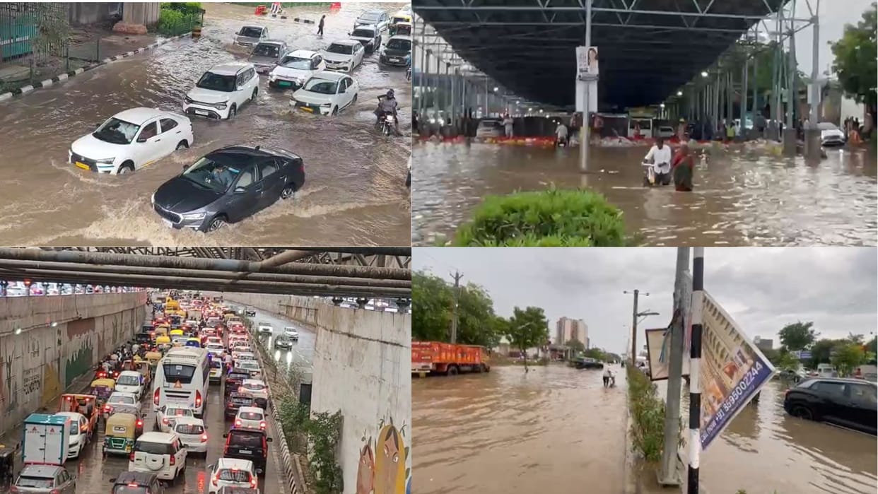 Heavy rain in Gurugram leads to long traffic jams and closure of Bajghera underpass