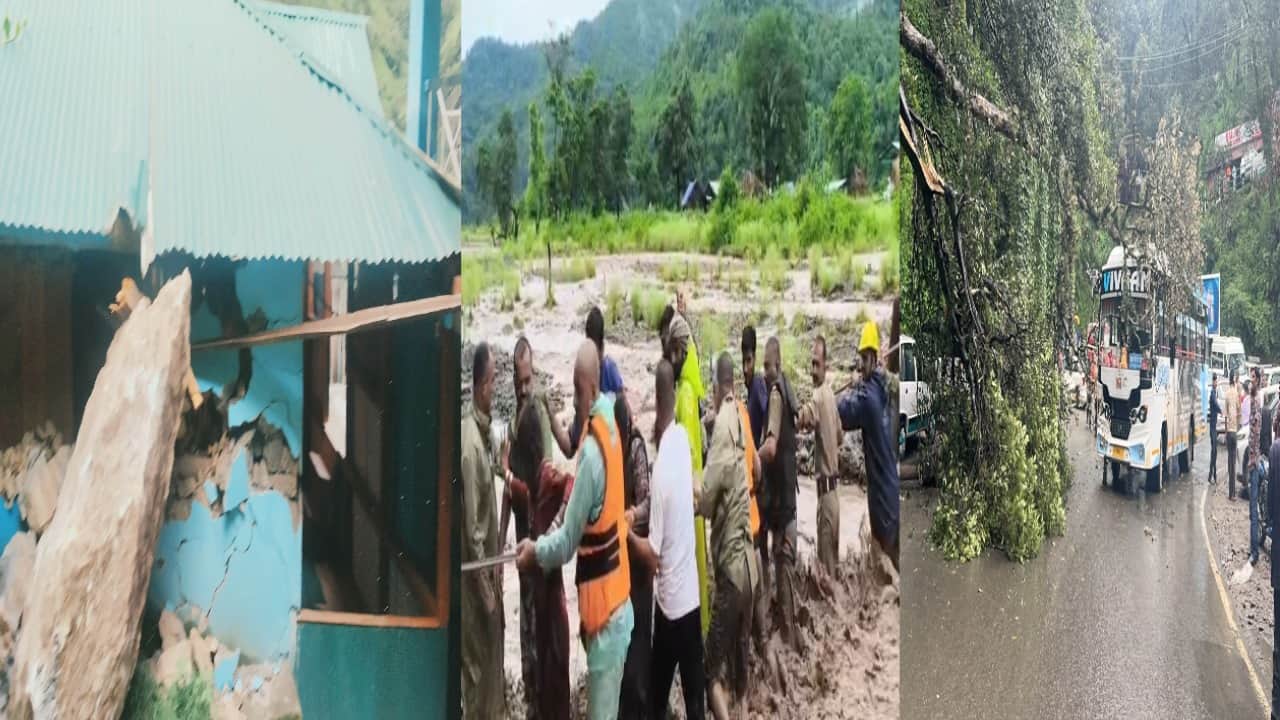 हिमाचल में बारिश से जगह-जगह नुकसान।