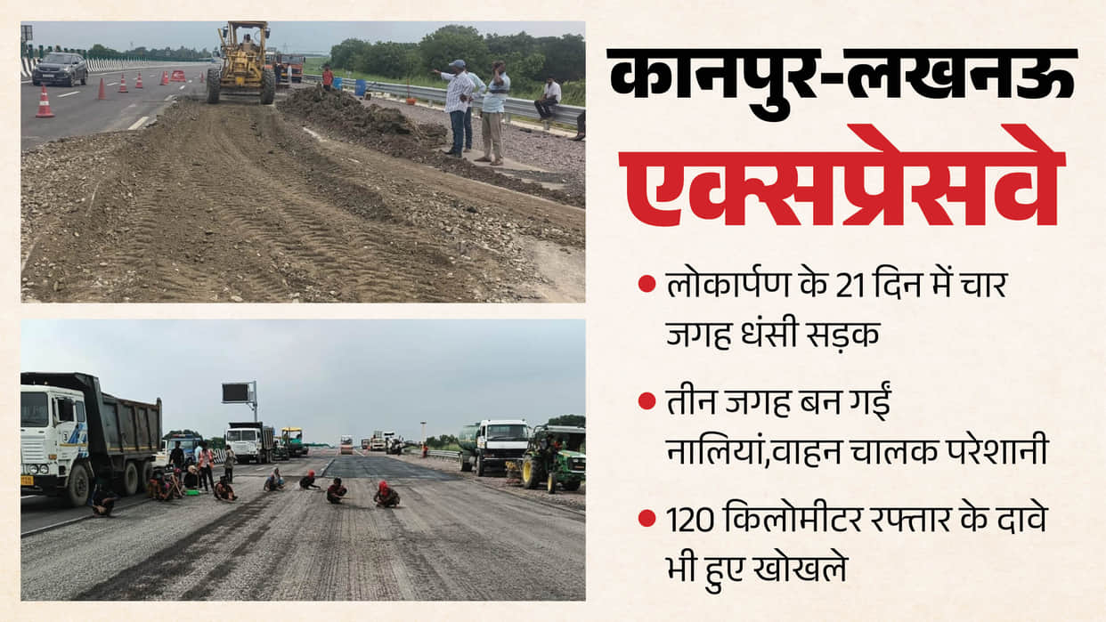 Kanpur-Lucknow Expressway sinks at two more locations Road caved in at four spots