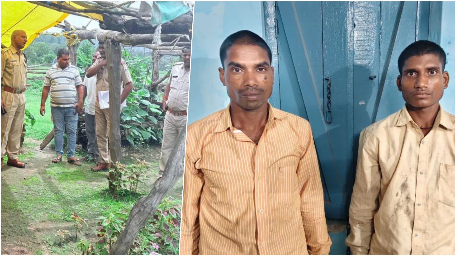 मामले की तफ्तीश करती पुलिस और हिरासत में आरोपी