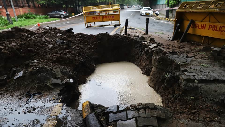 Delhi: Roads in Lutyens' Delhi couldn't withstand even a single monsoon.