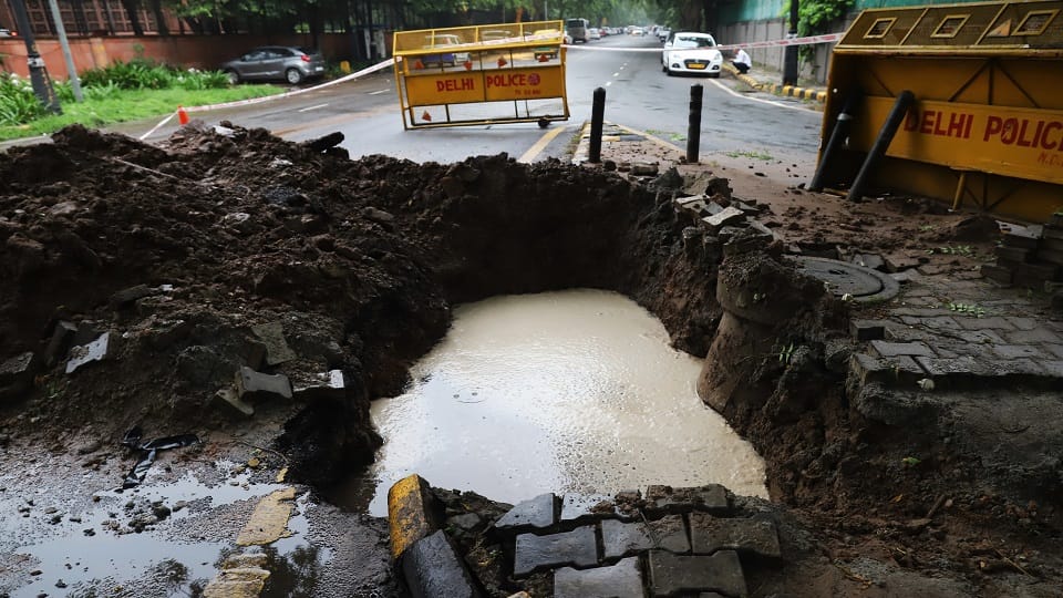 Delhi: Roads in Lutyens' Delhi couldn't withstand even a single monsoon.