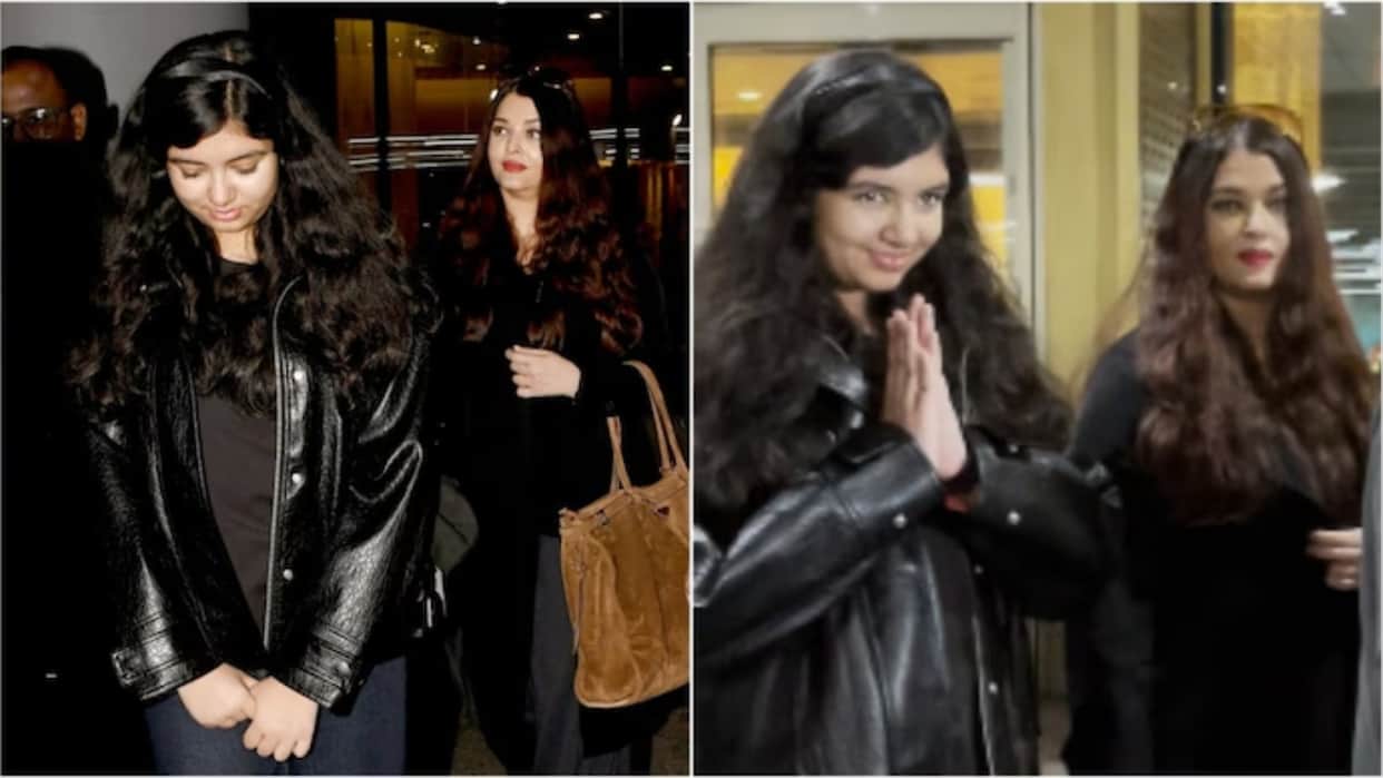 Aaradhya Bachchan sweet gesture viral on social media abhishek and aishwarya spotted on airport