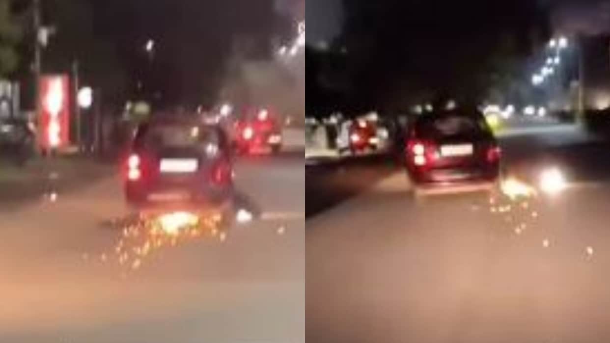 Car drags bike for 500 meters after collision video of the accident goes viral in Bareilly