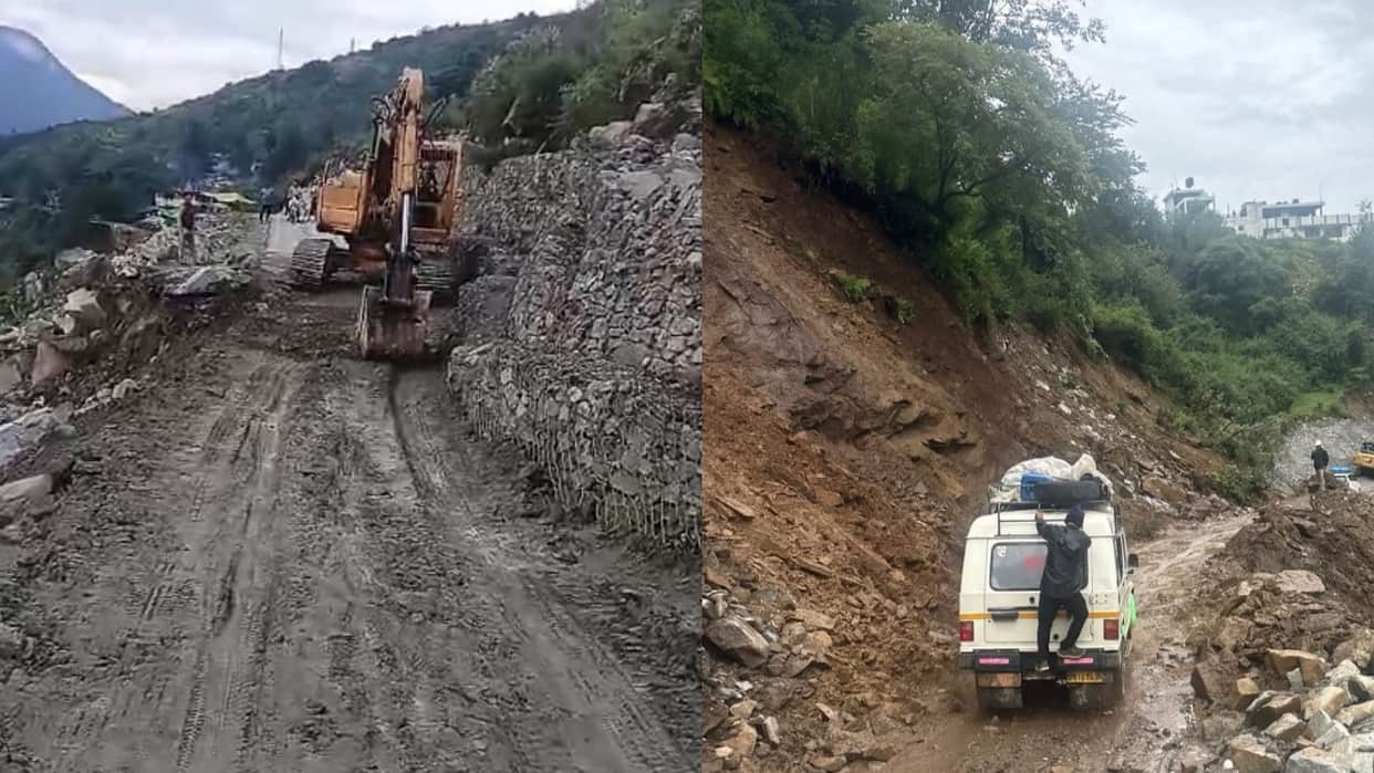 Gaurikund highway closed due to falling boulders Kanwar pilgrims took an alternative route Uttarakashi