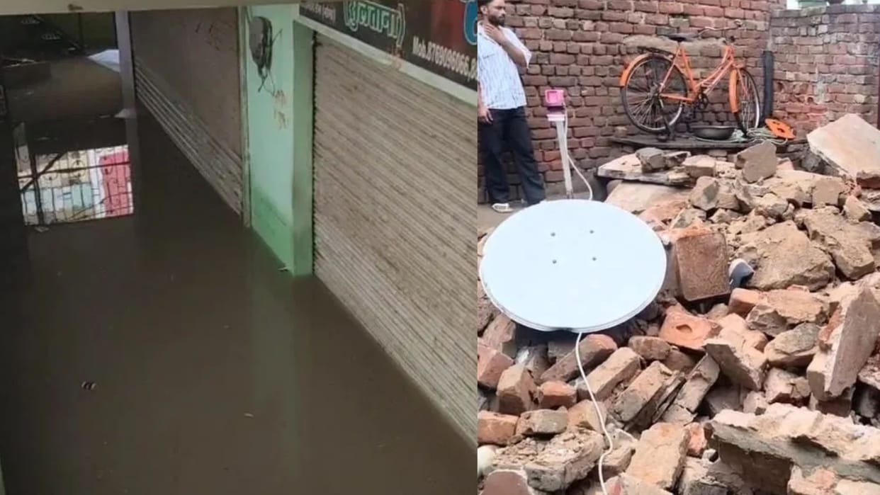 Jhunjhunu Rain Fury Heavy Rains Destroy Poor Family House in Rajasthan Markets and Homes Submerged