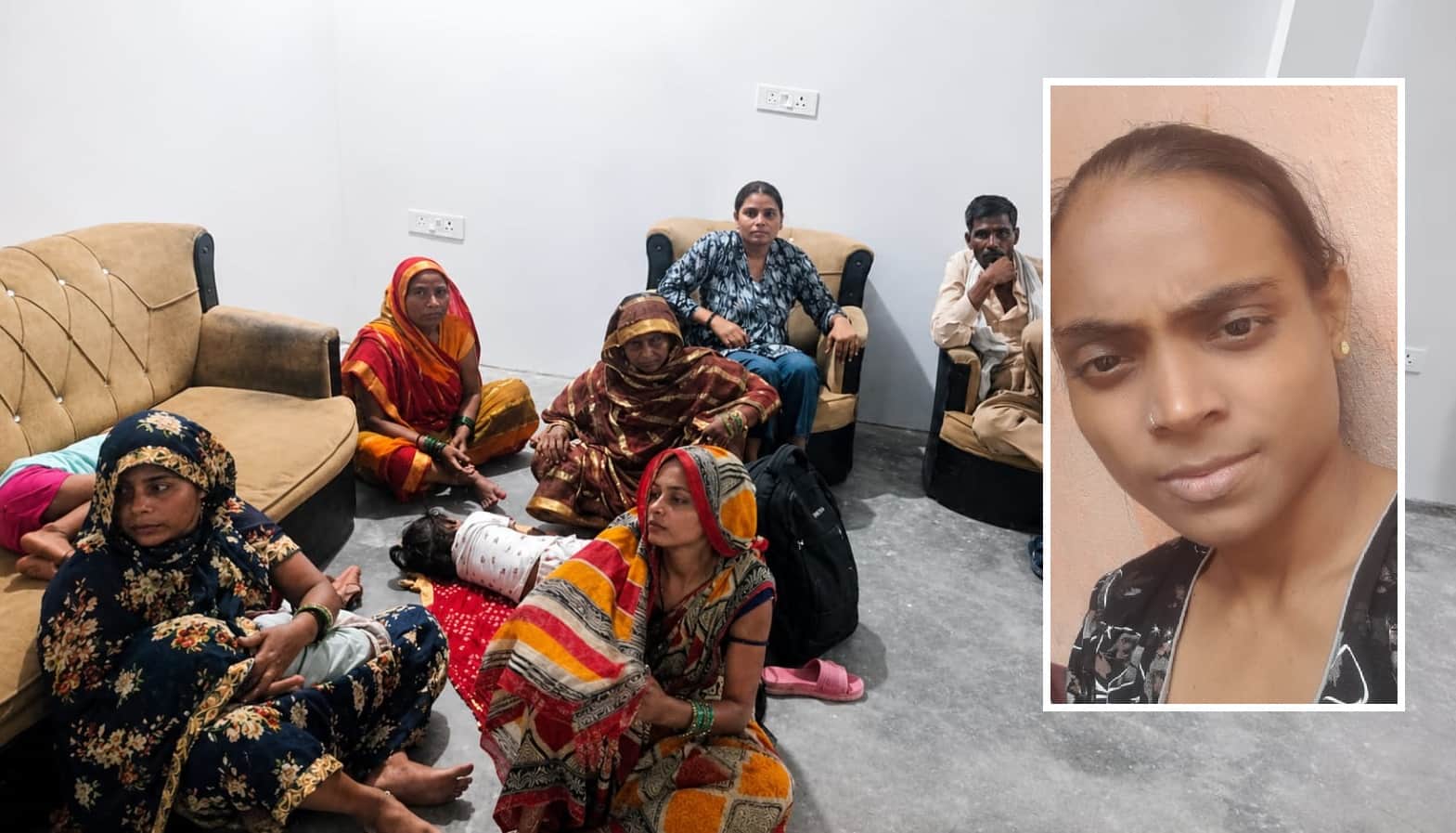 मृतका की फाइल फोटो और अस्पताल में बैठे परिजन