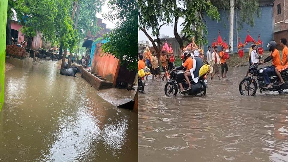 Agra Rains in Pictures: Flooded Highway Stranded Kanwariyas and Villages Battling Waterlogging