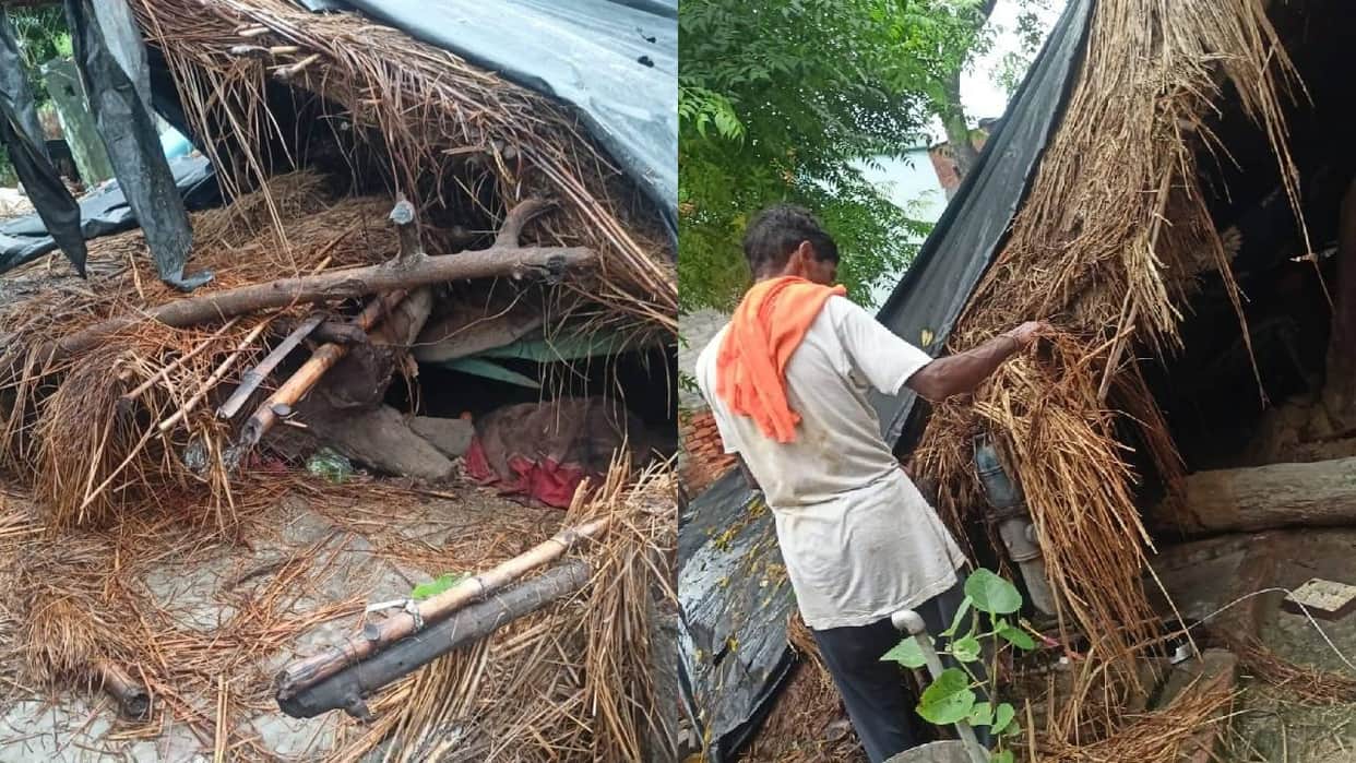 UP: Thatched hut collapses during heavy rain in Lucknow; watchman's entire family trapped; Class 11 student di