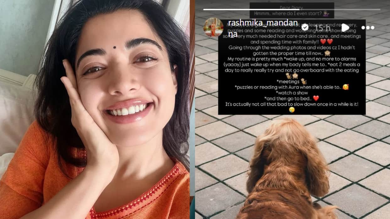 Rashmika Mandanna shared a glimpse of  her recovery routine after suffering a hip injury during the shoot of M