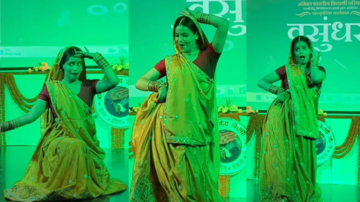 viral college girl performs beautiful maithili dance on sharda sinha paniya ke jahaj song