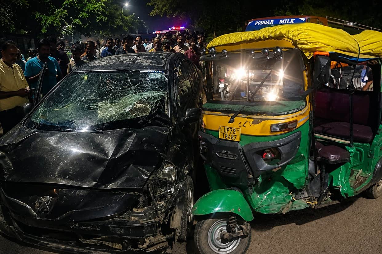 Auto, Car Collide HeaAuraiya: बेला रोड पर ऑटो और कार की जोरदार भिड़ंत, d-On in Auraiya, Five Seriously Injured