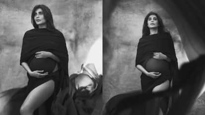 After baby boy birth Karishma Tanna shares photos from maternity shoot actress flaunting her baby bump