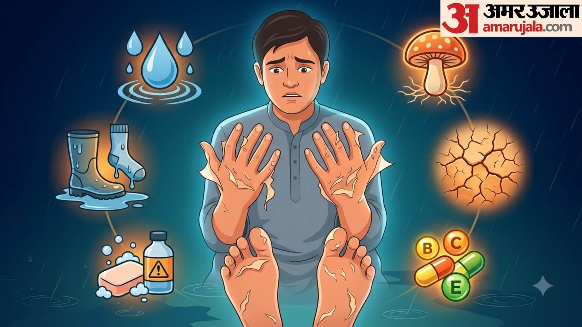 monsoon skin care skin peeling on hands and feet treatment at home in hindi