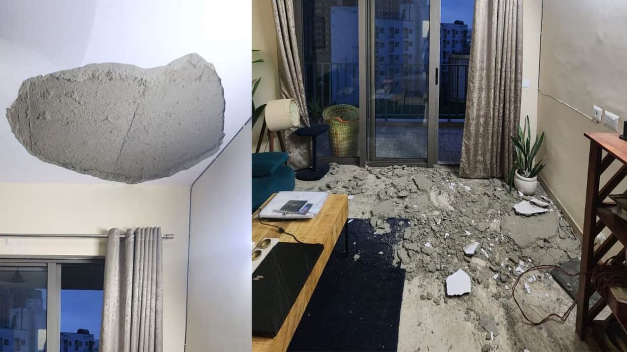 Major accident averted at Paras Dews Society plaster from a flat ceiling collapsed woman narrowly escapes in G