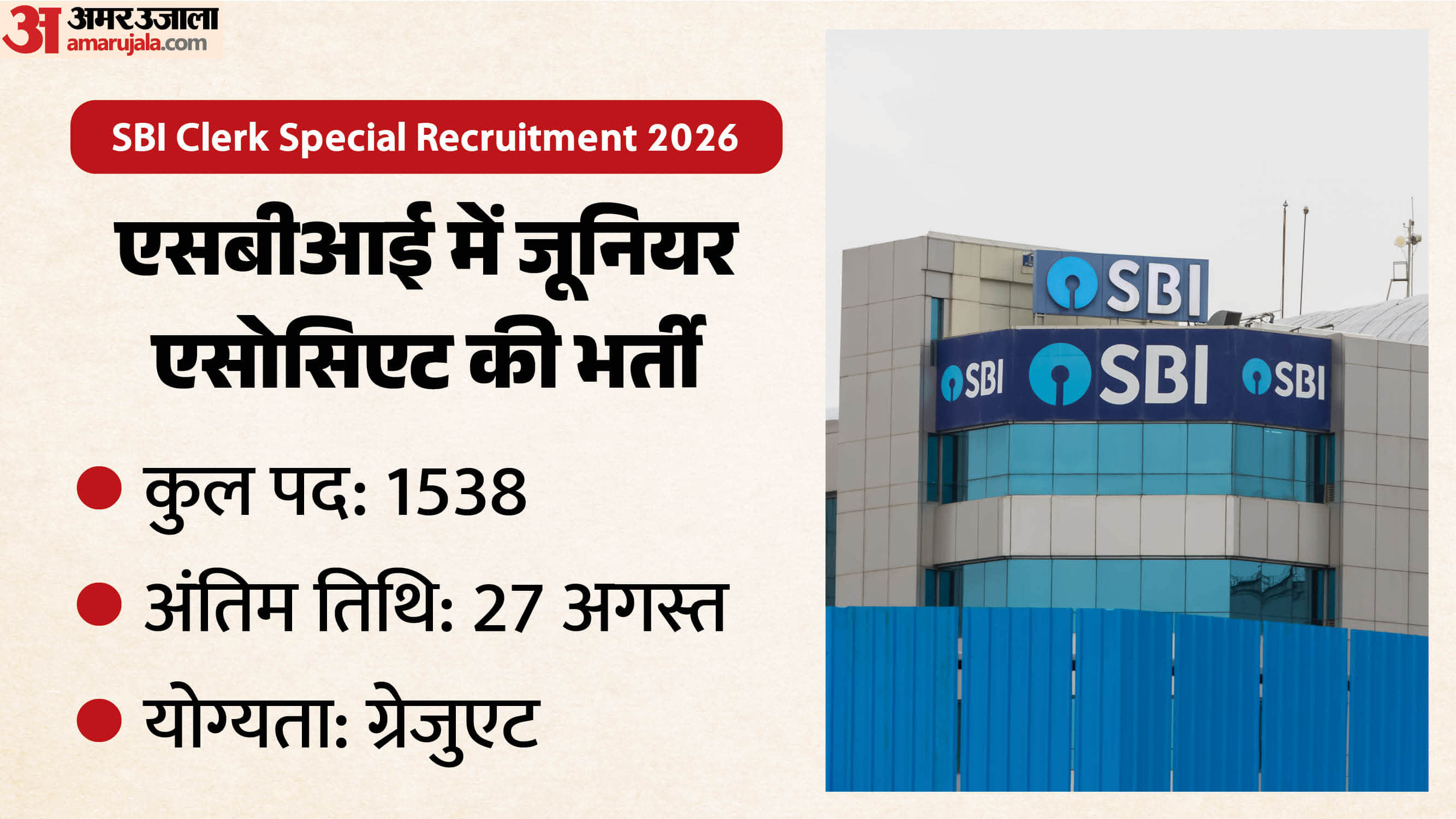 SBI Clerk Special Vacancy
