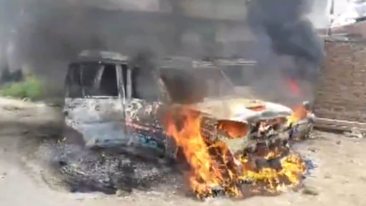 bihar Patna Uproar After Road Accident as Angry Mob Torches Police Vehicles Heavy Security Deployed