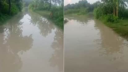 Sharda River overflows and water enters several homes in Hazara village in Pilibhit