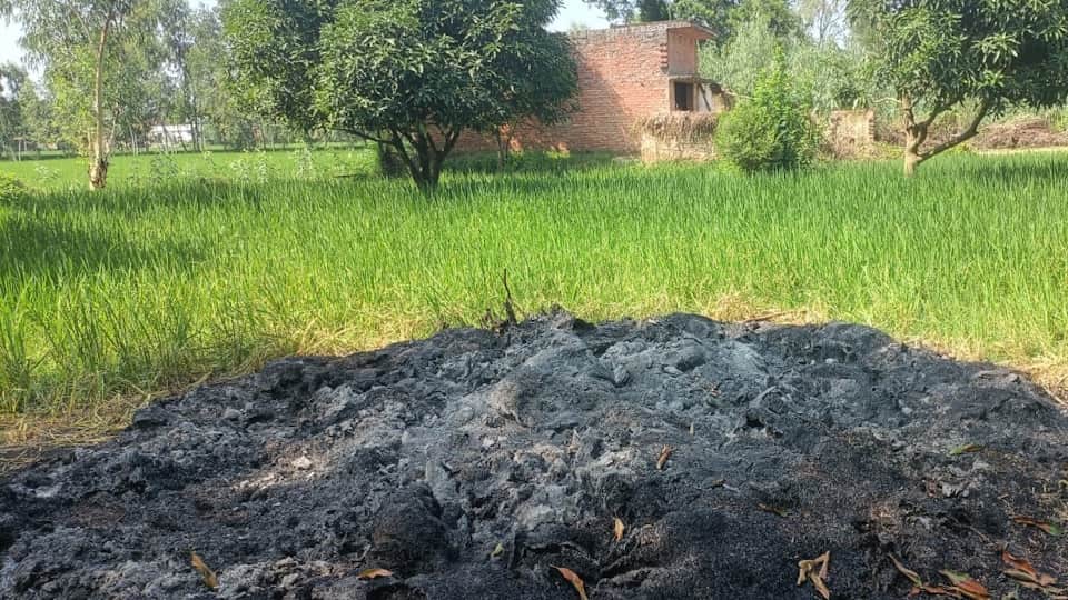 Pilibhit Murder When son return from Haryana searched for his mother he found bangles bones in heap of fodder