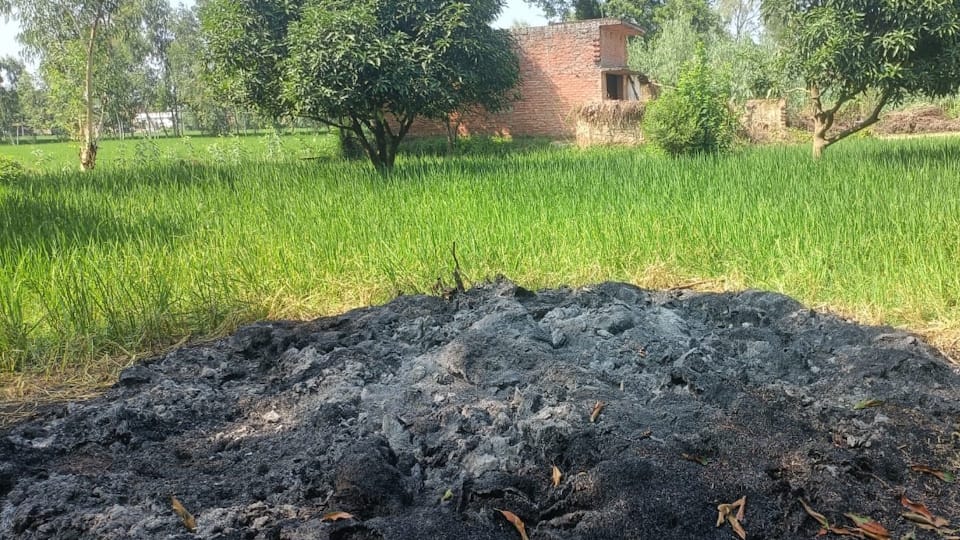 Pilibhit Murder When son return from Haryana searched for his mother he found bangles bones in heap of fodder