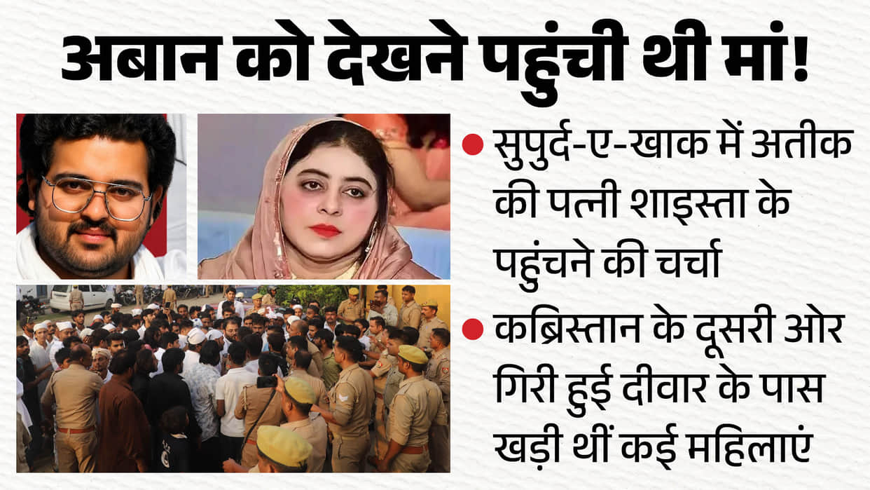 Atiq Ahmed Son Death Talk of Shaista attending Aban burial police says No woman officially identified Shaista