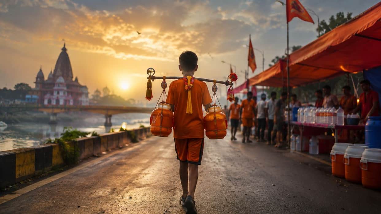 When father fell ill on way ten-year-old son Gaurav took up responsibility of carrying Kanwar