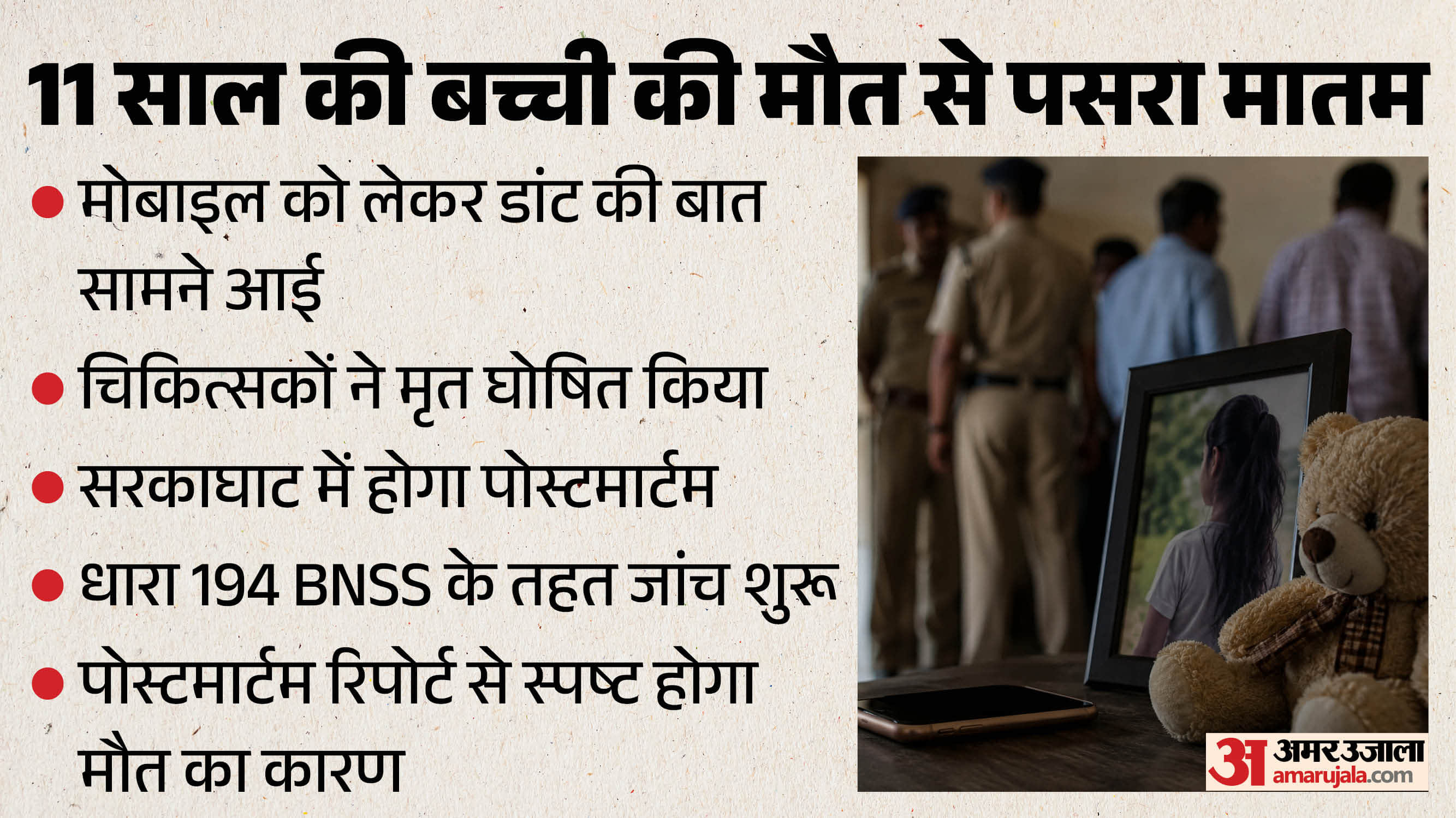धर्मपुर में 11 वर्ष की बच्ची की मौत।
