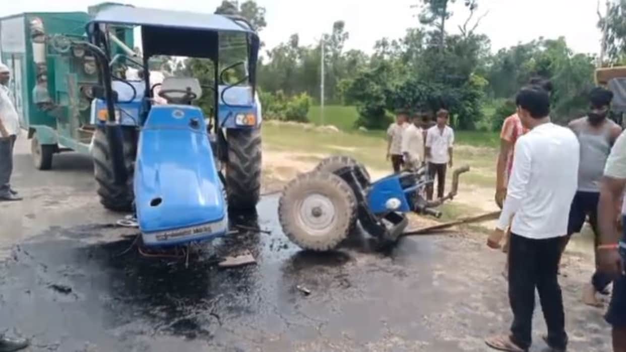 Tractor split in two after collision with speeding Scorpio car in Pilibhit