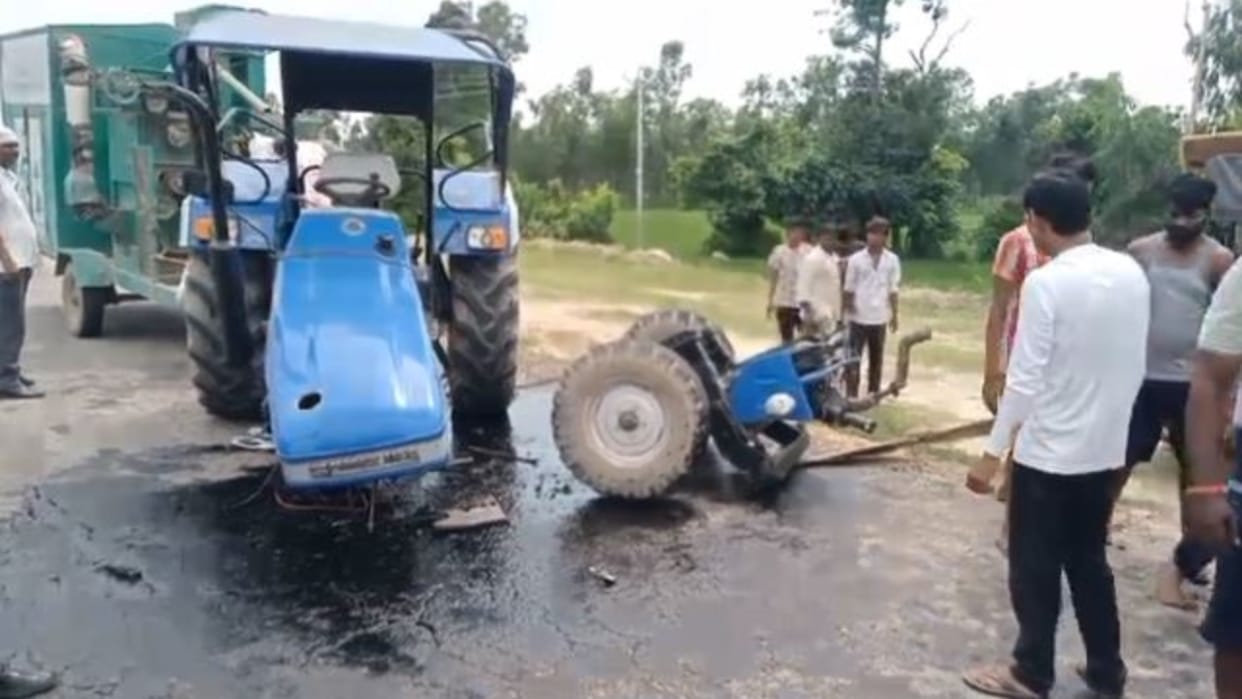Tractor split in two after collision with speeding Scorpio car in Pilibhit