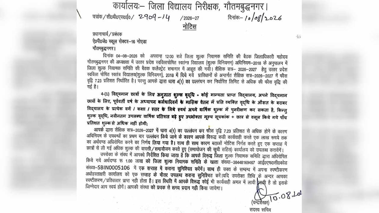 Greater Noida Seven schools, including Apeejay directed to deposit a fine of 1 lakh within seven days