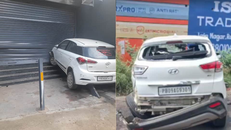 Jalandhar Accident Creta falls off bridge in Goraya car crashes into showroom in Urban Estate Jalandhar
