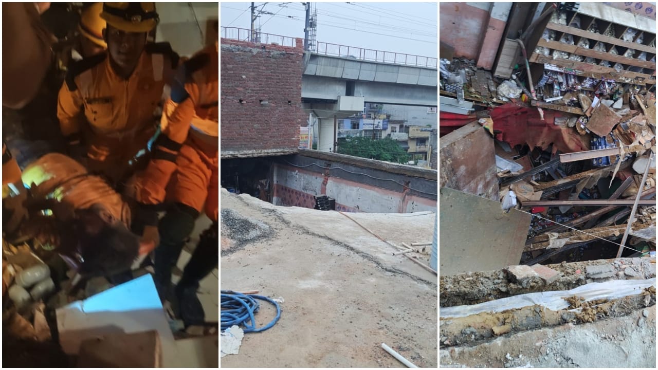 हार्डवेयर की दुकान की छत गिरी